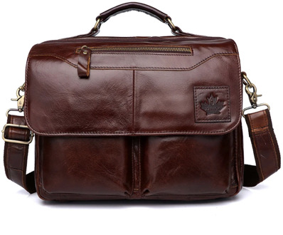 Men's Genuine Leather Bag Briefcase Office Bags For Men Leather Laptop Bag Shoulder Bags Fashion Hasp Male Luxury Handbag KSK