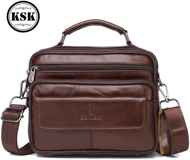 Men's Genuine Leather Bag Messenger Bag CrossBody Bags Shoulder Handbag Male Luxury Handbags 2019 Fashion Flap Pocket KSK