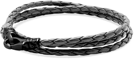 Men's Grey Metallic Wrap Around Leather Bracelet Nialaya , Gray , Heren - 2Xl,Xl,L,M