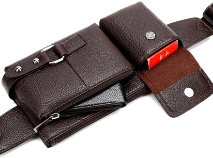 Men's Leather Waist Belt Bag Business Shoulder Crossbody Bag High Quality Male Pouch Purse Fanny Pack New Luxury Handbags