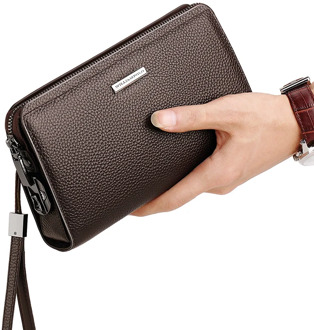 Men's long wallet password lock handbag men's leather large-capacity soft leather clutch business bag