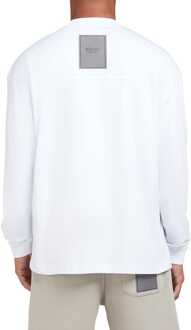 Men's Mallet Long Sleeve Oversized Interlock T-Shirt in White - maat S Wit