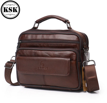 Men's Messenger Bag Shoulder Bag Genuine Leather Bags Male Crossbody Bags Flap Luxury Handbag Shoulder Handbag For Men KSK