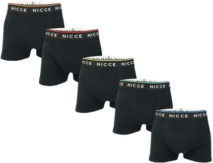 Men's NICCE Foxwell 5 Pack Boxer Shorts in Black Zwart