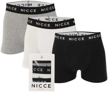 Men's NICCE Luzern 3 Pack Boxer Shorts in Black Grey White Zwart/wit