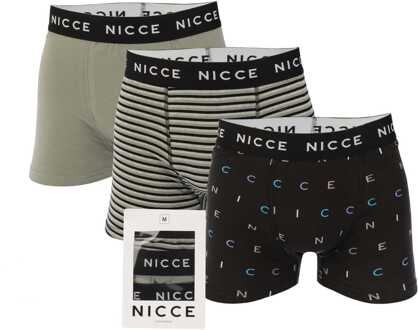 Men's NICCE Zarif 3 Pack Boxer Shorts in Black Grey Zwart