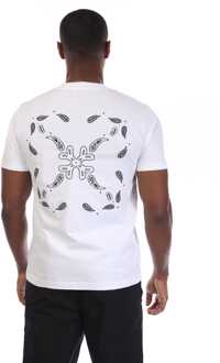 Men's Off White Bandana Arrow Slim T-Shirt in White Black Zwart en zilver - XL