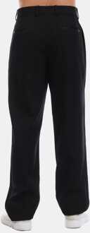 Men's Off White Embroidered Tailor Pants in Black - maat Zwart