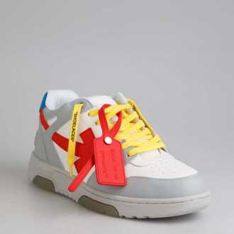 Men's Off White Out of Office Calf Leather Trainers in Grey red - maat EU 44.5 / UK 10 Grijs