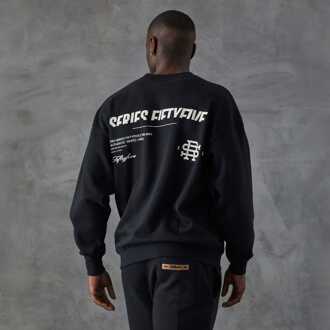 Men's Series 55 Labach Front Back Logo Crewneck Sweatshirt in Black - maat XL Zwart