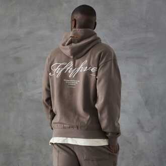 Men's Series 55 Versus Front Back Logo Hoodie in Brown - maat Bruin