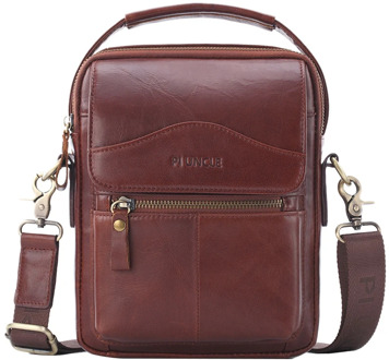 Men's Shoulder Bag Retro Oil Wax Leather Crossbody Bag Multi-Pocket Business Backpack