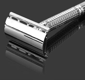 Men's Traditionele Double-Edge Blade Safety Razor Baard Zilveren Manual Scheerapparaat