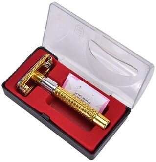 Men's Traditionele Double-Edge Blade Safety Razor Baard Zilveren Manual Scheerapparaat