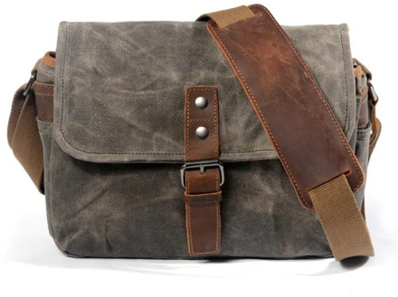 Men's Vintage Oil Wax Canvas Bag Men Casual Crossbody Bag For Men Messenger Bag Man Travel Shockproof DSLR Camera Bag