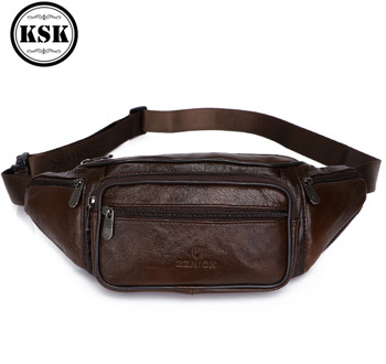 Men's Waist Pack Genuine Leather Bag Waist Belt Bag Male Leather Fanny Pack 2019 Fashion Luxury Small Shoulder Bags For Men KSK