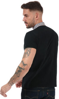 Men's Weekend Offender Nicks Check Collar Polo Shirt in Black Zwart