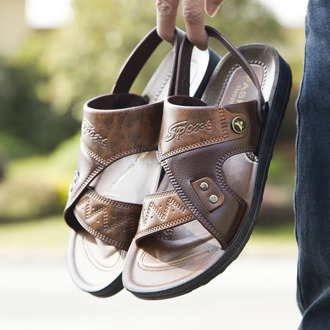 Men shoes Slipper Men Rome Flip Flop Leather Beach Button Casual Comfortable T-Strap Open Men Slipper Leather Outdoor Print 44