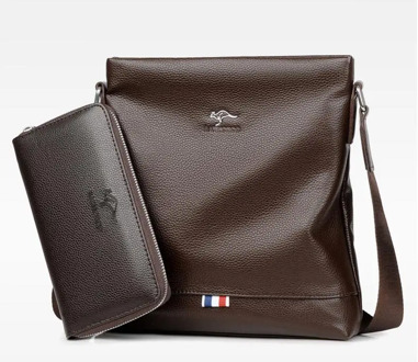 Men Sling Tote Bags Set Men Sling+Wallet+Belt Optional Cross Body Shoulder Bag Soft Leather Messenger Bag Male Cross Body Slings