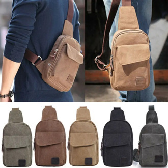 Men Small Chest Bag Pack Travel Sport Shoulder Sling Backpack Cross Body Outdoor Military Canvas Satchel Shoulder Bag