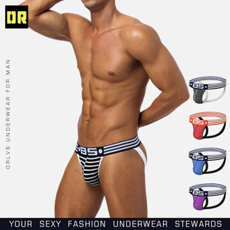 Men Stripe Cotton Underwear Male Jockstrap Sexy Soft Breathable Thong Briefs Men String Cueca Gay Panties Lingerie Underpants