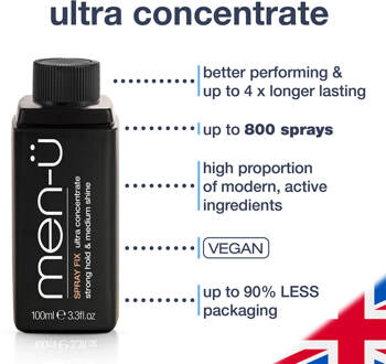 men-ü men-ü Men's Hair Spray Fix 100ml - With Pump