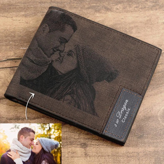 Men Wallet Personalized Gifts for Men Him Her Custom Photo Wallet Mens PU Leather Short Wallets Purse Birthday Father's Day Gift