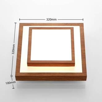 Mendosa LED plafondlamp hout-optiek, hoekig licht hout