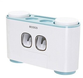 Menen Plastic Automatische Tandpasta Squeezer Dispenser Set Met Wandmontage Kids Handen Gratis Voor Kinderen Voor Badkamer LF71001 blauw