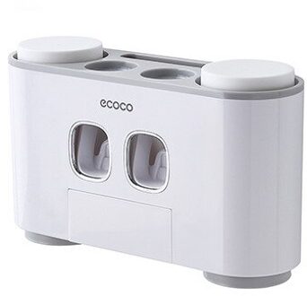 Menen Plastic Automatische Tandpasta Squeezer Dispenser Set Met Wandmontage Kids Handen Gratis Voor Kinderen Voor Badkamer LF71001 grijs