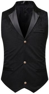 Mens Black Gothic Pak Vest Mode Business Casual Vest Mannen Single Breasted Vesten Mannelijke Bruiloft Kostuum Homme Xl