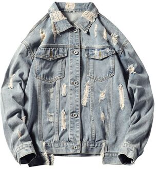 Mens Denim Jassen Gat Ripped Europese Amerika Mode Cowboy Jassen Mannelijke Graffiti Jeans Jas Bovenkleding Overjassen 5XL