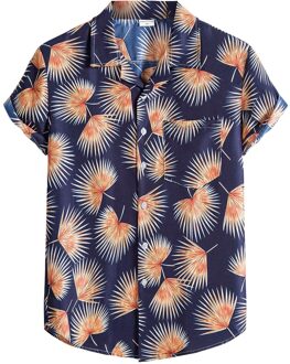 Mens Etnische Tops Korte Mouwen Button Shirt Zomer Hawaiian Shirt Mannelijke Toevallige Camisa Masculina Gedrukt Strand Shirts Xl