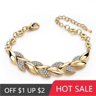 Mens Leaf Lichtmetalen Vol Diamanten Armband Link Chain Gold Leaf Armbanden Voor Vrouwen Unisex Pols Sieraden