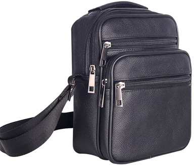Mens Leather Small Messenger Bag Satchels Multifunctional Crossbody Shoulder Bag for Travel Casual Male Zipper Pouch Phone Bag