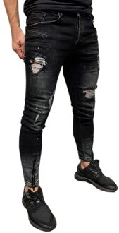 Mens Skinny Stretch Denim Broek Verontruste Ripped Slim Fit Jeans Mode Broek Jeans Heren Jeans Slang XXL