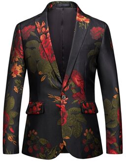 Mens Suits Jas Heren Enkele Twee Korreltje Gesp Westerse Stijl Kleine Zakenreizigers En Bloemen Pak Asia L 54 to 60kg