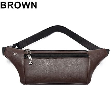 Mens Taille Zakken Met Rits Lederen Grote Capaciteit Taille Tas Zachte Sporttas Grote Capaciteit Wandelen Mobiele Telefoon Zak bruin