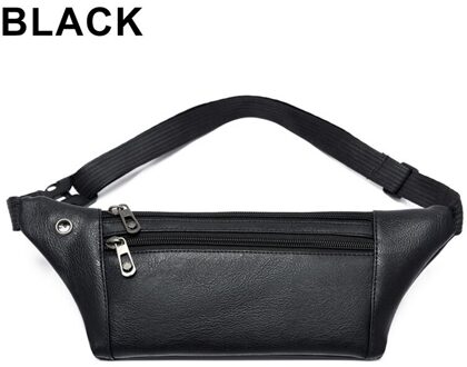Mens Taille Zakken Met Rits Lederen Grote Capaciteit Taille Tas Zachte Sporttas Grote Capaciteit Wandelen Mobiele Telefoon Zak zwart