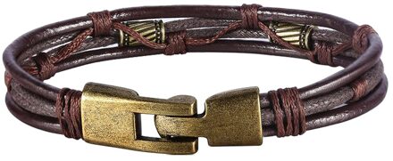 Mens Vintage Gevlochten Lederen Polsband Bruin Touw Manchet Armband