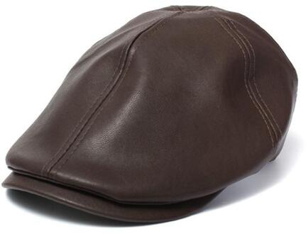 Mens Vrouwen Vintage Lederen Baret Cap Piekte Hoed Jongen Zonnebrandcrème Pet Viseras Para Mujer Modieuze Hoed Dropshpping bruin