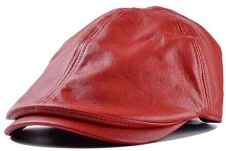 Mens Vrouwen Vintage Lederen Baret Cap Piekte Hoed Jongen Zonnebrandcrème Pet Viseras Para Mujer Modieuze Hoed Dropshpping rood