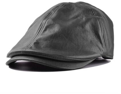 Mens Vrouwen Vintage Lederen Baret Cap Piekte Hoed Jongen Zonnebrandcrème Pet Viseras Para Mujer Modieuze Hoed Dropshpping zwart
