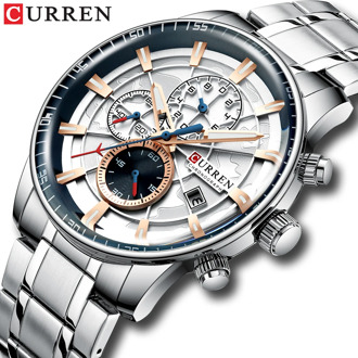 Mens Watches CURREN New Fashion Stainless Steel Top Brand Luxury Multi-function Chronograph Quartz Wristwatch Relogio Masculino