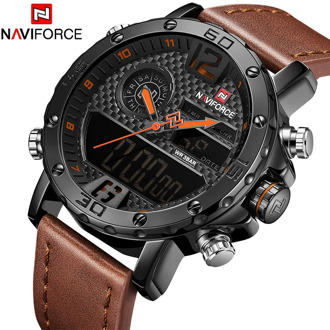 Mens Watches To Luxury Brand Men Leather Sports Watches NAVIFORCE Men's Quartz LED Digital Clock Waterproof Military Wrist Watch
