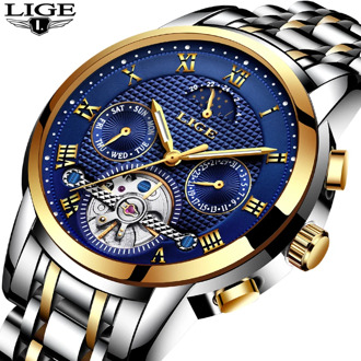 Mens Watches Top Brand LIGE Luxury Automatic Mechanical Watch Men Full Steel Business Waterproof Sport Watches Relogio Masculino