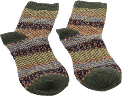 Mens Winter Gestreepte Warme Dikke Wollen Sokken Katoen Meias Mengsel Vintage Mannen Retro Plaid Casual Sokken Calcetines groen