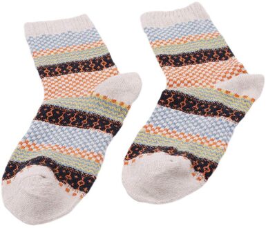 Mens Winter Gestreepte Warme Dikke Wollen Sokken Katoen Meias Mengsel Vintage Mannen Retro Plaid Casual Sokken Calcetines wit