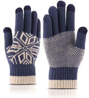 Mens Winter Touchscreen Verdikte Gebreide Handschoenen Warme Voering Elastische Manchet Sneeuwvlok Jacquard Outdoor Texting Volledige Vinger Wanten