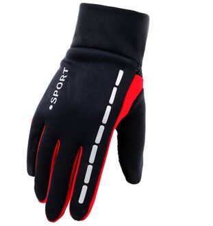Mens Winter Warm Handschoenen Therm Met Anti-Slip Elastische Manchet, thermische Zachte Voering Handschoenen Rijden Handschoenen Pu Lederen Handschoen rood